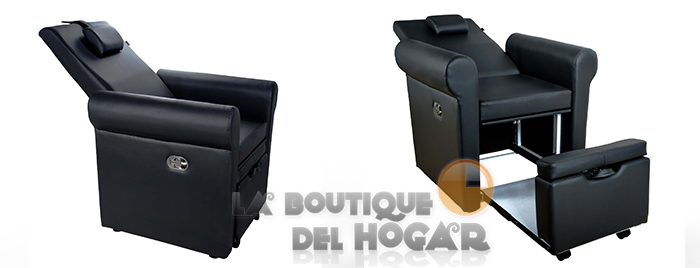 Sillón de Pedicura SPA tapizado en PU con reposapies regulable Modelo Aventur Black