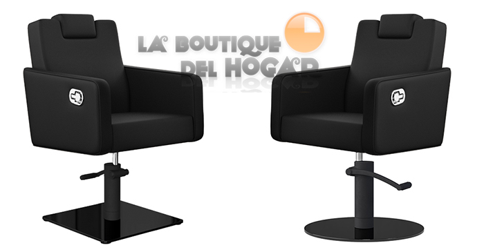 Sillón hidráulico de corte con reposabrazos Modelo Versa Negro mate