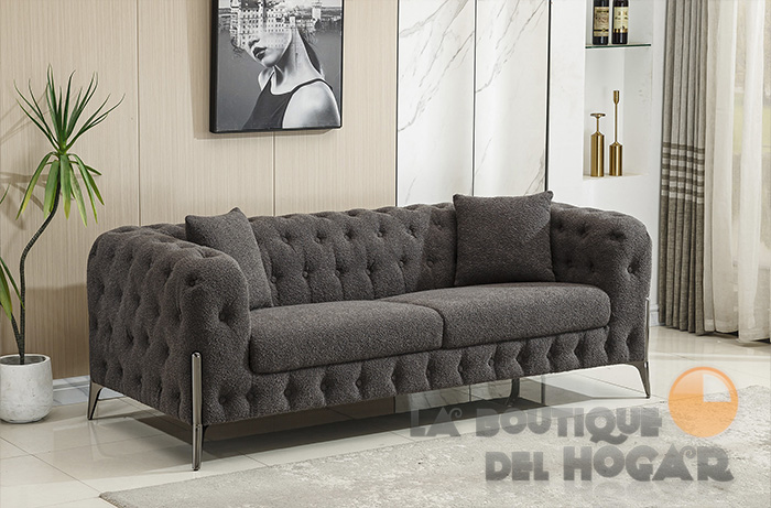Sofá de diseño de 3 plazas Tejido Linen cemento Modelo Chester Cindy