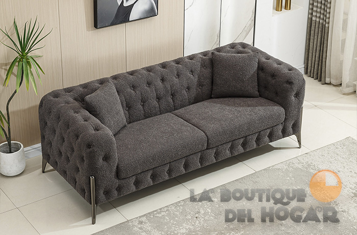 Sofá de diseño de 3 plazas Tejido Linen cemento Modelo Chester Cindy