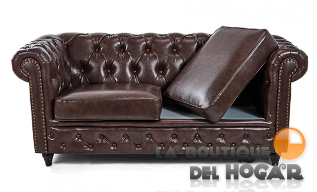 Sofá de espera Doble tapizado de diseño Vintage Modelo Dock - color marrón
