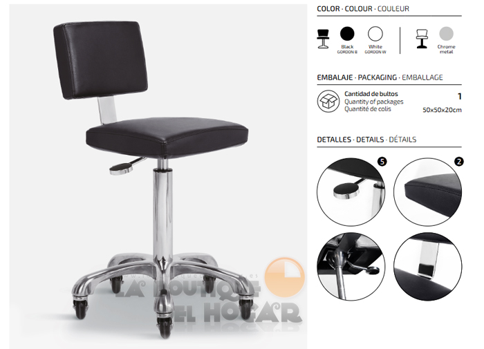 Taburete con respaldo Modelo Gordon