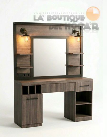 Tocador de Peluquería estilo Moderno con espejo Modelo Folk Dark