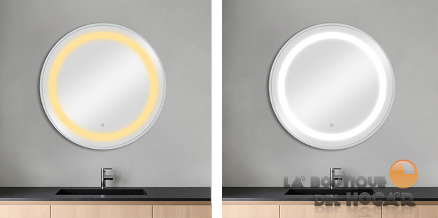Tocador de Peluquería estilo Moderno con espejo Modelo LED Bree Silver