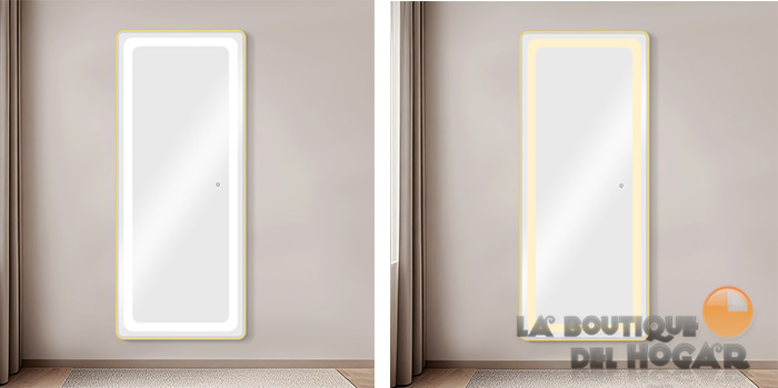 Tocador de Peluquería estilo Moderno con espejo Modelo LED Lush Gold
