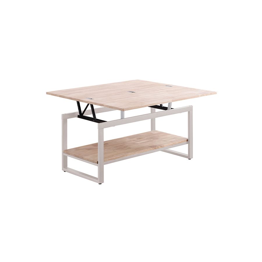 Mesa de centro elevable y extensible blanca con patas metálicas y