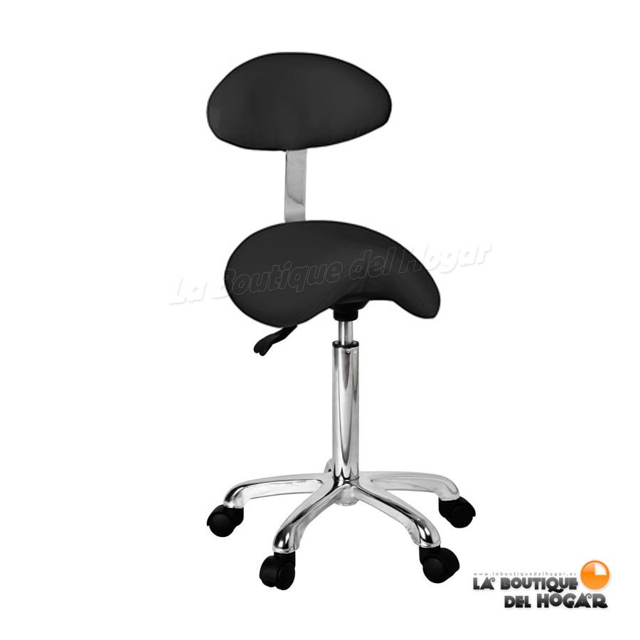 Taburete ergonómico con respaldo regulable en altura Organic+ Modelo  1022AB2 Weelko Negro