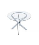 Mesa de comedor fija redonda cromada en cristal templado Modelo Thunder 100