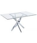 Mesa de comedor fija cromada de estilo moderno en cristal templado Modelo Thunder 150x90