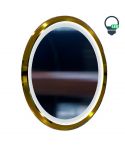 Espejo Tocador circular de Peluquería estilo Moderno con marco dorado y espejo con LED 70cm