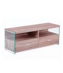 Mueble Expositor Mesa Baja Roble Nordish laterales en cristal Modelo Evany