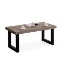 Mesa de centro elevable negra con patas metálicas y tablero de Roble American Modelo Loft 120x60cm