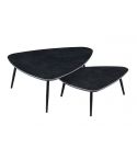 Mesa de centro nido con patas metálicas y tablero Ceramic Negra Modelo Vulcano 150x80