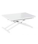 Mesa de centro elevable y extensible blanca con patas metálicas y tablero Blanco Modelo Up-Down 100x50cm