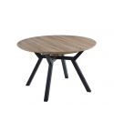 Mesa de comedor Redonda extensible negra con patas metálicas y tablero Oak Modelo Delta 120