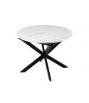 Mesa de comedor Redonda extensible negra con patas metálicas y tablero Ceramic Modelo Ibiza 100