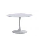 Mesa de comedor Redonda fija blanca con peana metálica y tablero DM Modelo Gina 110