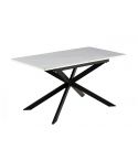 Mesa de comedor extensible negra con patas metálicas y tablero Ceramic Modelo Ibiza 140