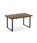 Mesa de comedor extensible negra con patas metálicas y tablero de Roble American Modelo Natural