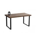 Mesa de comedor fija negra con patas metálicas y tablero de Roble American Modelo Natural