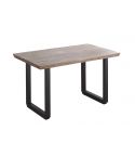 Mesa de comedor fija negra con patas metálicas y tablero de Roble Honey Modelo Roma 150x90