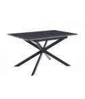 Mesa de comedor extensible negra con patas metálicas y tablero Ceramic Modelo Vulcano 140