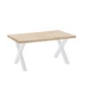 Mesa de comedor fija blanca con patas metálicas y tablero de Roble Modelo X-Loft 160