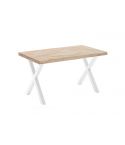 Mesa de comedor fija blanca con patas metálicas y tablero de Roble Modelo X-Loft 140