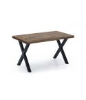 Mesa de comedor fija negra con patas metálicas y tablero de Roble American Modelo X-Loft 140