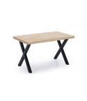 Mesa de comedor fija negra con patas metálicas y tablero de Roble Modelo X-Loft 140