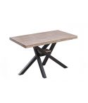 Mesa de comedor fija negra con patas metálicas y tablero de Roble Honey Xena 140