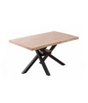 Mesa de comedor fija negra con patas metálicas y tablero de Roble Nordish con forma Xena 150