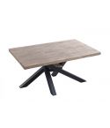 Mesa de comedor fija negra con patas metálicas y tablero de Roble Honey Xena 160