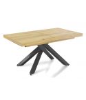 Mesa de comedor extensible negra con patas metálicas y tablero de Cedro Modelo Xena 160x90
