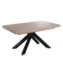 Mesa de comedor extensible negra con patas metálicas y tablero de Roble Honey Modelo Xena 160x90