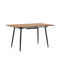 Mesa de comedor extensible negra con patas metálicas y tablero Oak Modelo Artic 140x80