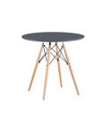 Mesa de comedor Redonda fija con patas en madera de haya y tablero DM Gris Modelo Tower 80cm