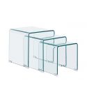 Mesa de rincón nido Cristal templado transparente Modelo Glass 45x45cm