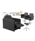 Pack - 1 Lavacabezas Con Pica Blanca y reposapiés eléctrico Anoc + 2 Sillones De Corte Imo + 1 Taburete Pomp de regalo