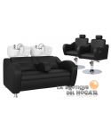 Pack - 1 Lavacabezas Con Pica Blanca Onda Doble Negro + 2 Sillones De Corte Gala Negros