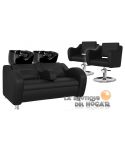 Pack - 1 Lavacabezas Con Pica Negra Onda Doble Negro + 2 Sillones De Corte Frida Negros