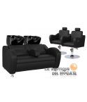 Pack - 1 Lavacabezas Con Pica Negra Onda Doble Negro + 2 Sillones De Corte Gala Negros