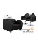 Pack - 1 Lavacabezas Con Pica Blanca Onda Negro + 2 Sillones De Corte Gala Negros