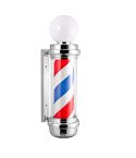 Poste de Barbero luminoso y giratorio con Esfera superior Pablo Plateado 85x23