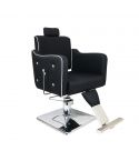 Sillón de Barbero hidráulico reclinable con reposabrazos curvados y base cuadrada Modelo Beauty Black Diamond