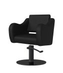 Sillón Corte de Peluquería con reposabrazos curvados Modelo Frida Negro Mate Liso - Base negra personalizada