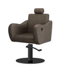 Sillón Corte de Peluquería reclinable con cabezal Modelo Gala Marrón grisaceo - Base negra a elegir