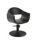 Sillón hidráulico de corte de linea curva con base cromada negra Modelo Glam