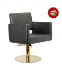 Sillón Corte de Peluquería con base redonda dorada Modelo Golda