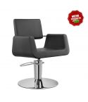 Sillón Corte de Peluquería con base redonda plateada Modelo Flame